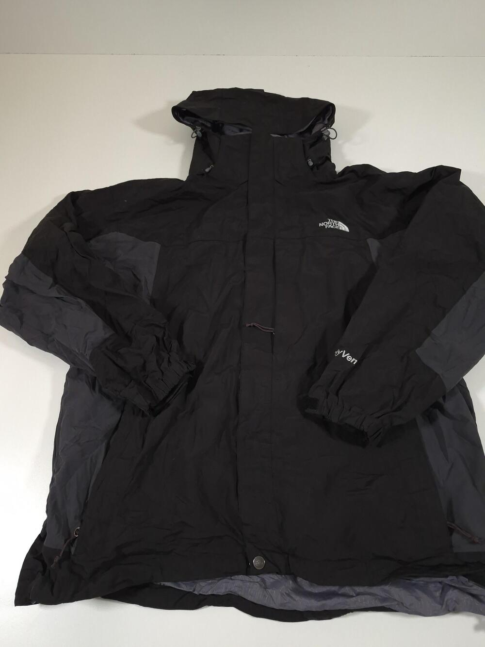 The North Face Jacket Mens L Black HyVent Hooded Waterproof Rain Shell Hiking